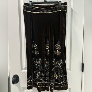 Carole Little Velvet Beaded Skirt Size 10 Boho Festival Gypsycore